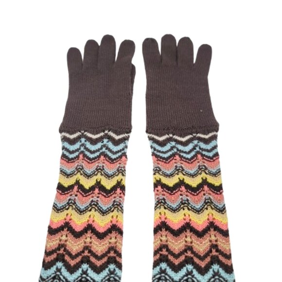 Missoni for Target Long Gloves and Scarf Set in Brown Pink Blue Chevron Stripes - Picture 7 of 11